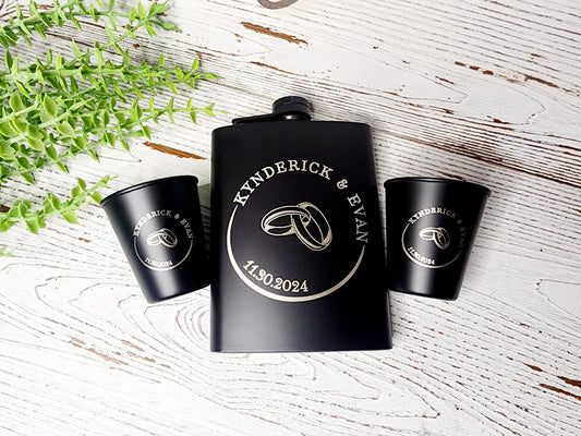Custom Engraved Black Flask